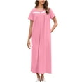 thumbnail image 3 of Aboser Long Nightgown for Women Short Sleeve Home Loungewear Casual Button Up Nightdress Loose Fit Crewneck Sleepshirts Comfort Soft Maxi Sleepwear, 3 of 9