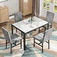 thumbnail image 5 of AWQM 4 Person Kitchen Dining Set, Marble Dining Table and Chairs with 4 Plush Upholstered Chairs for Apartments, Kitchens, Dining Rooms, Breakfast Corners, and Small Spaces., 5 of 8