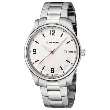 Wenger City Active Water Resistant Watch with Small White Dial and Stainless Steel Bracelet