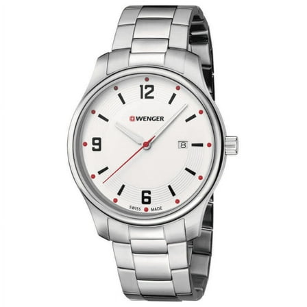Wenger City Active Water Resistant Watch with Small White Dial and Stainless Steel Bracelet