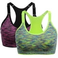 thumbnail image 1 of Pack de 2 sujetadores deportivos de alto impacto para mujer - Camiseta sin costuras para yoga y running con tirantes ajustables (tallas S-XL), 1 of 8