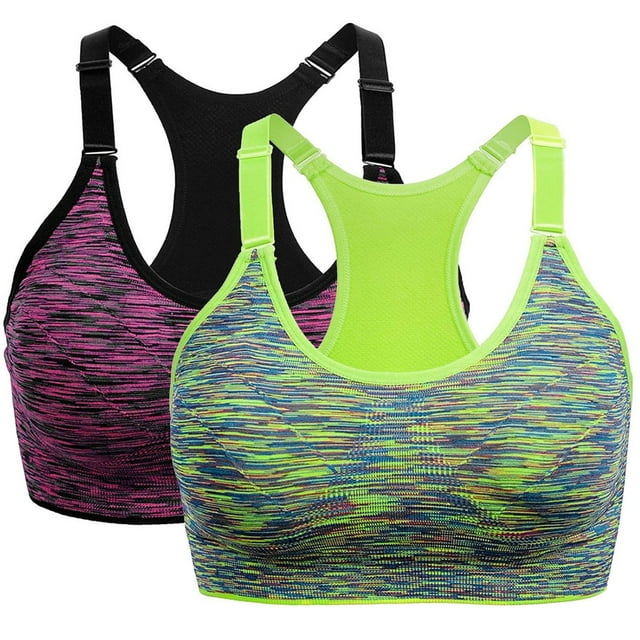 AWZXDE Soutiens-Gorge de Sport de Performance pour Femmes Design Sans Coutures Haut de Yoga, Course et Mise en Forme 2 Pack 2 Pcs