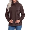 thumbnail image 2 of Women Long Sleeve Drawstring High Neck Solid Color Loose Fit Sweatshirts, 2 of 5