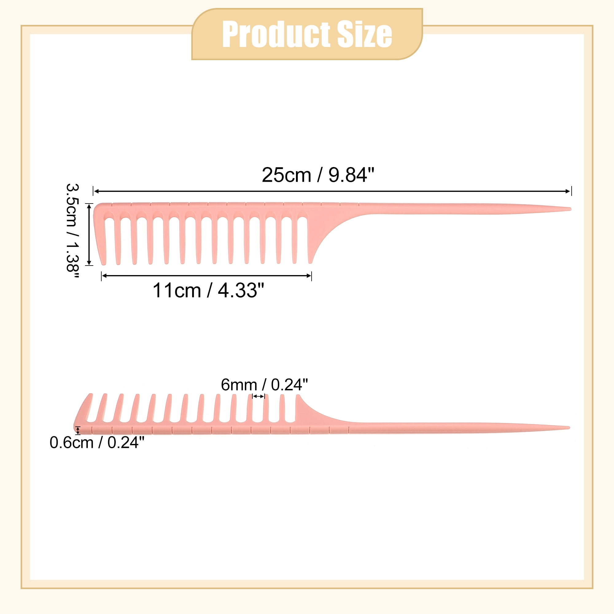 Unique Bargains Wide Tooth Rat Tail Comb Plastic for Wet Curly Hair for Women Men Orange