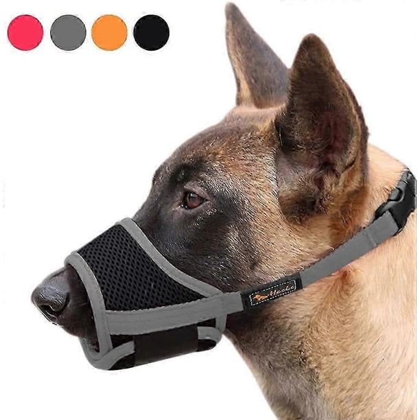 Dog Muzzle Dog Muzzles to Prevent Biting, Barking and Chewing, Adjustable Loop, Nylon Soft Pad, Breathable Mesh, Muzzle for Small Dog (Black-Gray, S)
