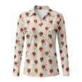 thumbnail image 4 of Jeiento Women's Golf Shirts, Moisture Wicking Cute Golf Strawberry Tops, Long Sleeve V Neck Quick Dry Sun Protection Top for Yoga, Outdoor Travel and Daily Wear, 4 of 7