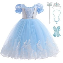 Girls Cinderella Dress Princess Costume Halloween Fancy-Dress for 3-10 Years