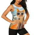 thumbnail image 2 of Lsque Surfing Cat Sun Printed Workout Tank Tops for Women, Athletic Sports Tank Tops, Compression Sleeveless Dry Fit Shirts,Sleeveless Yoga Shirt-X-Large, 2 of 9