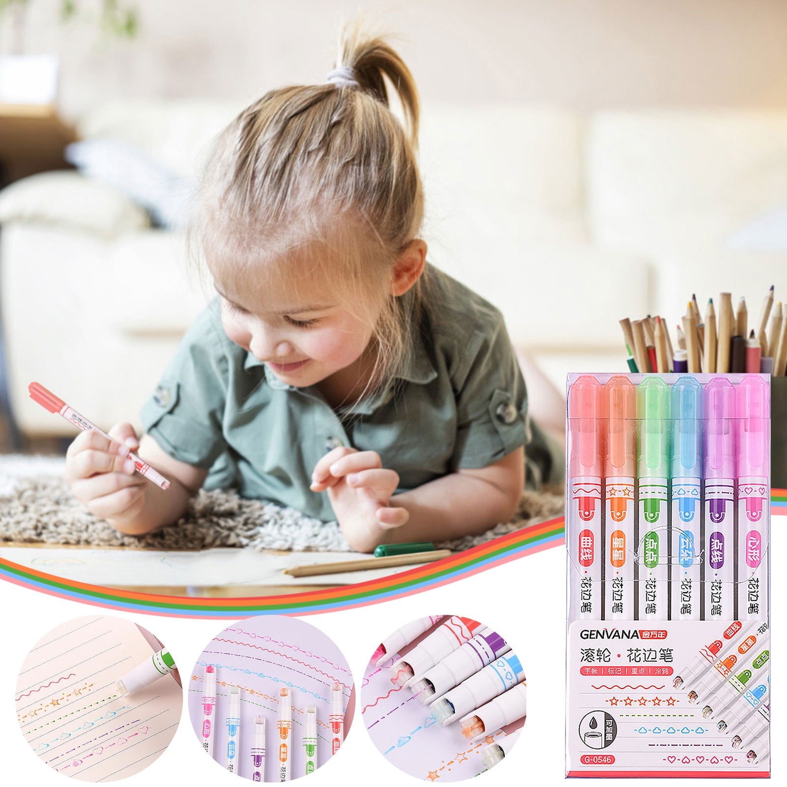 Vivid Vibes: Kids' Linear Color Pen Set (6 Pens) for Artistic Adventur –  Kids Wonder Hub