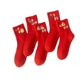 thumbnail image 2 of BLESIYA 5 Pairs New Year Crew Socks Fall/Winter Socks Soft Tube Socks Mid Calf Socks for E, 2 of 8