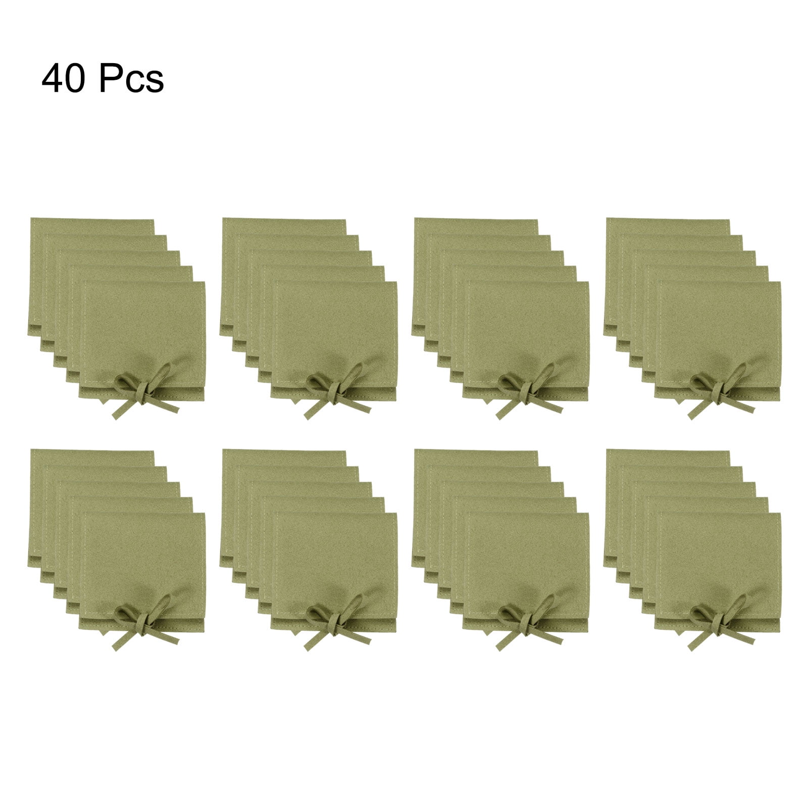 Unique Bargains Microfiber Mini Jewelry Pouch Packaging Bag with Tie for Gift 40 Pcs Green