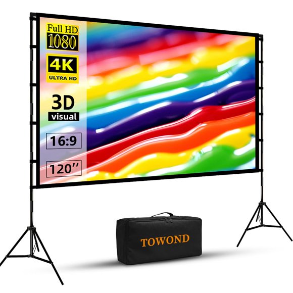 Pantalla de proyector Towond de 120 pulgadas 16:9 4K HD para interiores y exteriores