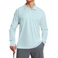 thumbnail image 7 of WTOBBY Men's Casual Golf Shirt with Raglan Long Sleeve, UPF 50+ Protection, and Lightweight Fabric for Comfortable Outdoor Use in Hot Weather ,Light Blue M, 7 of 7