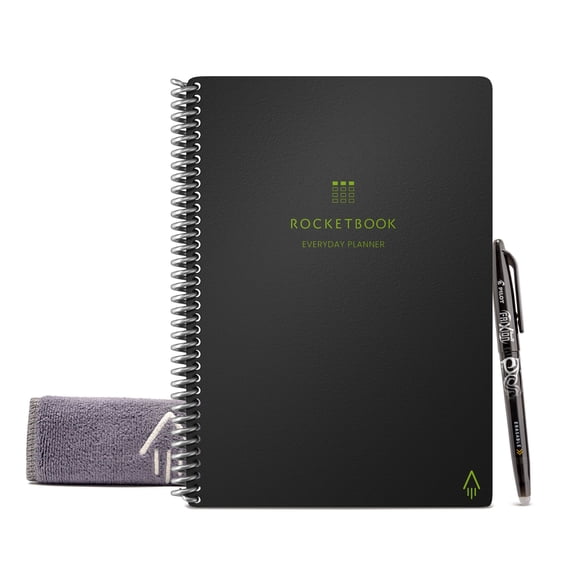 Rocketbook Everyday Planner Smart Reusable Notebook, 8.5"x11", Black, 48 Pages