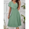 thumbnail image 5 of Mint Green Mid-Length Dress With Ruffle Cap Sleeves And V-Neck For Women, 5 of 7