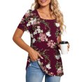 thumbnail image 2 of Camisetas informales de verano para mujer, cuello cuadrado, manga corta, túnica, blusas sueltas y cómodas OAVQHLG3B Store  lin121212, 2 of 4