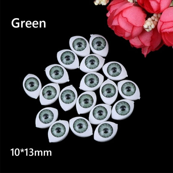 20pcs Girl Gift 4 sizes Puppet Making Funny Doll Safety Eyes Dinosaur Eye Accessories DIY Craft GREEN 10X13MM