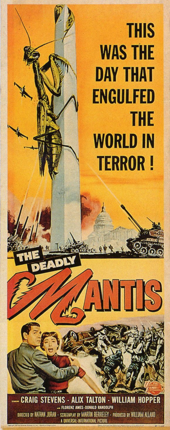 VINTAGE THE DEADLY MANTIS MOVIE POSTER 12" x 18" 
