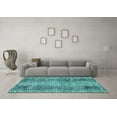 thumbnail image 3 of Ahgly Company Machine Washable Indoor Round Solid Turquoise Blue Modern Area Rugs, 3' Round, 3 of 4