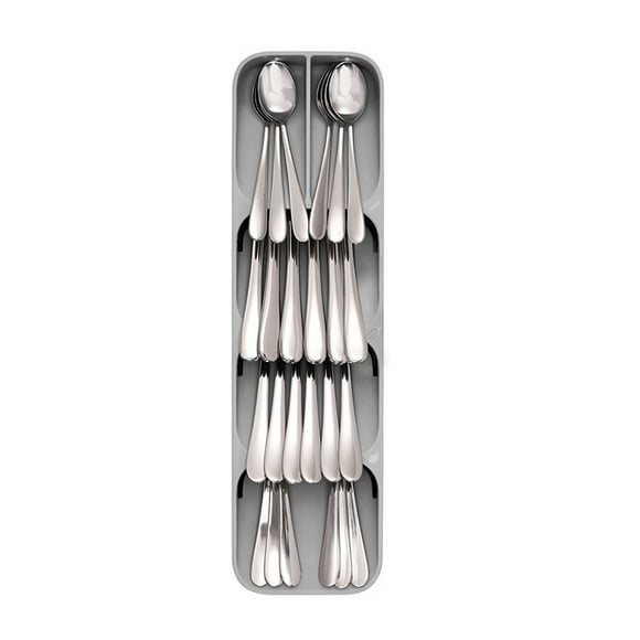 axGear Kitchen Drawer Organizer Tray for Cutlery Silverware Spoon Forks Storage Gray