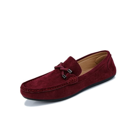 

Fangasis Mens Comfort Dress Shoe Slip On Casual Office Non-Slip Faux Suede Penny Loafer Red 6.5