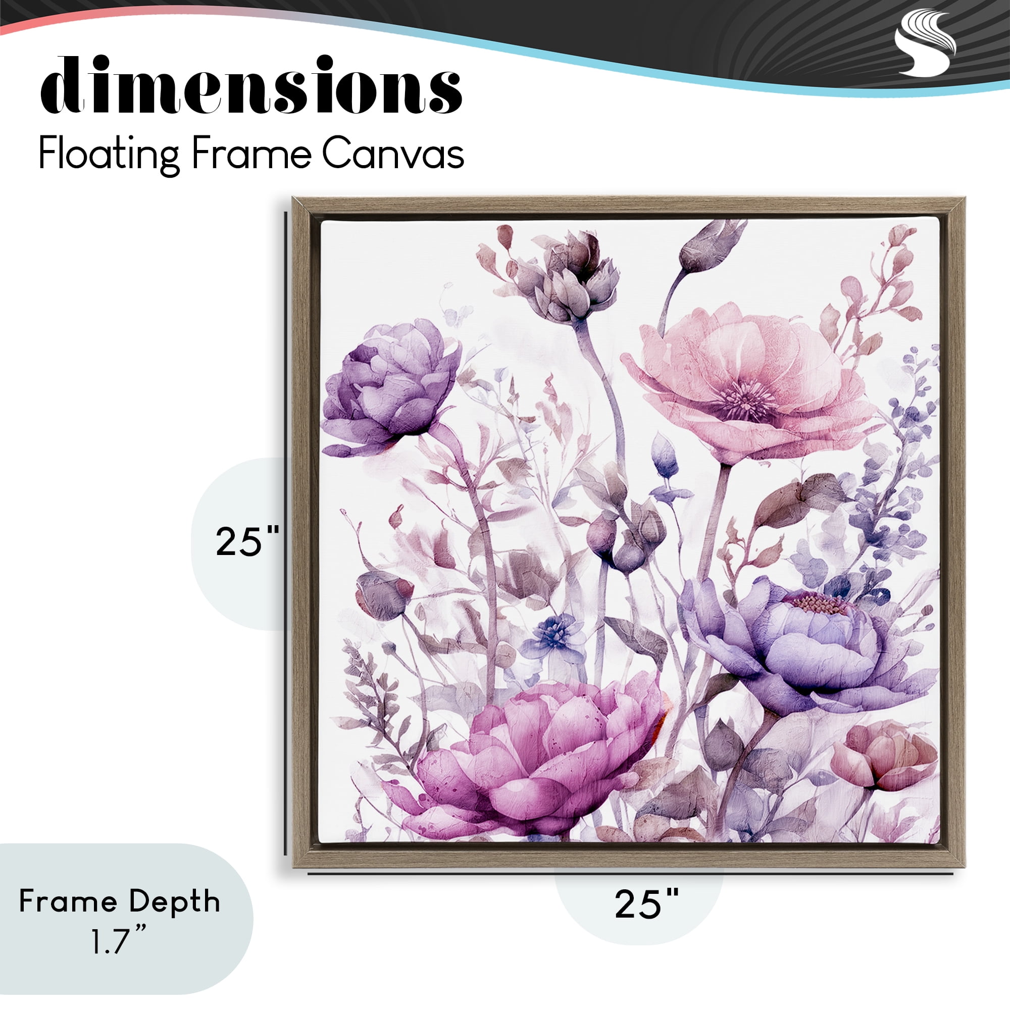 Stupell Industries Purple & Pink Florals Brown Framed Floater Canvas Wall Art, design by Kim Lewis