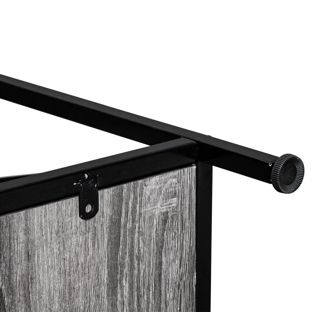 2 Layers Forked Console Table MDF Countertop Black Wrought Iron Base