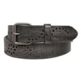 thumbnail image 2 of 1 1/4" Snap On Embossed Floral Leaf Perforated Vintage Soft Cowhide Full Grain Thick Leather Casual Jean Belt, 2 of 3