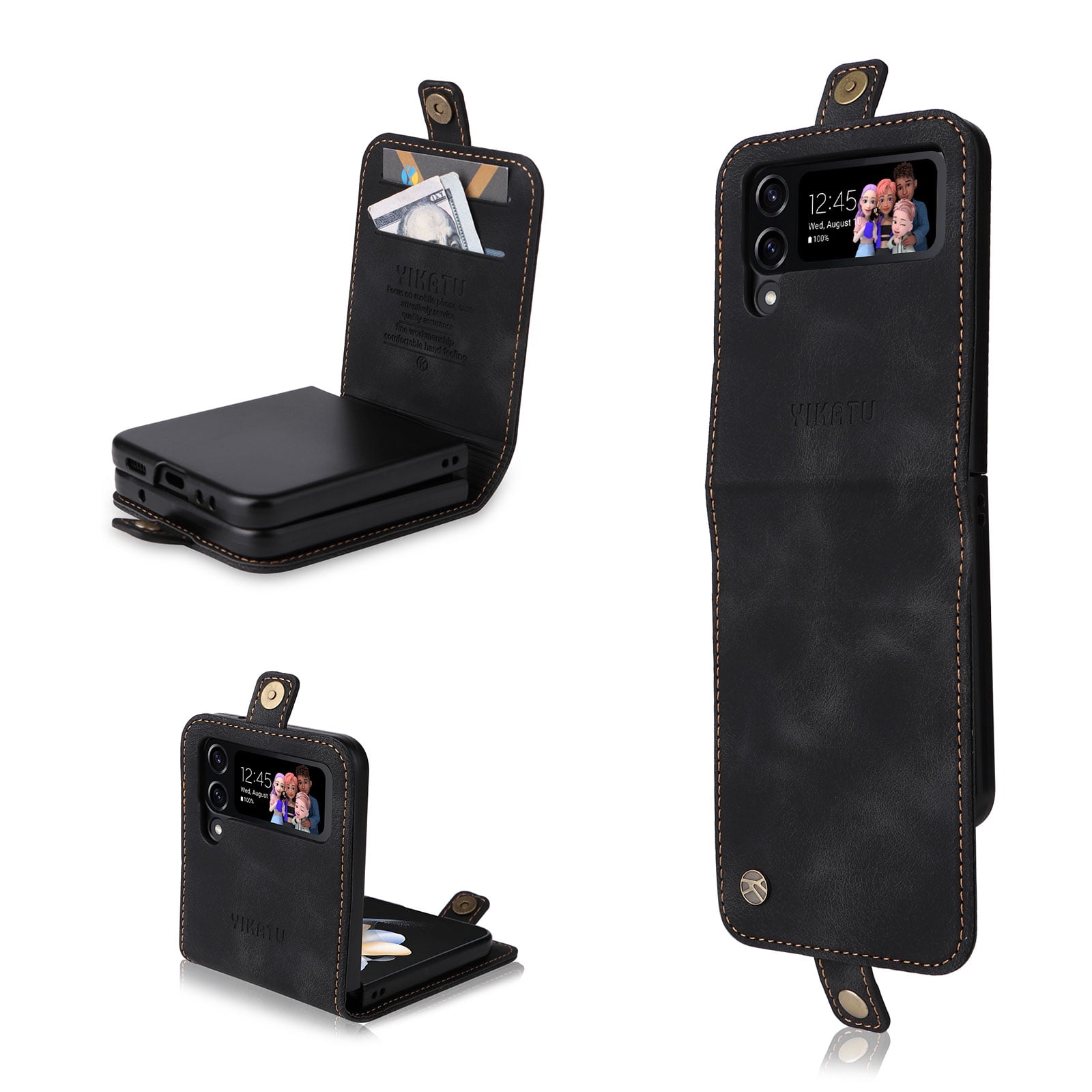 for Samsung Galaxy Z Flip 4 Case Wallet Case with Card Holder, Matte