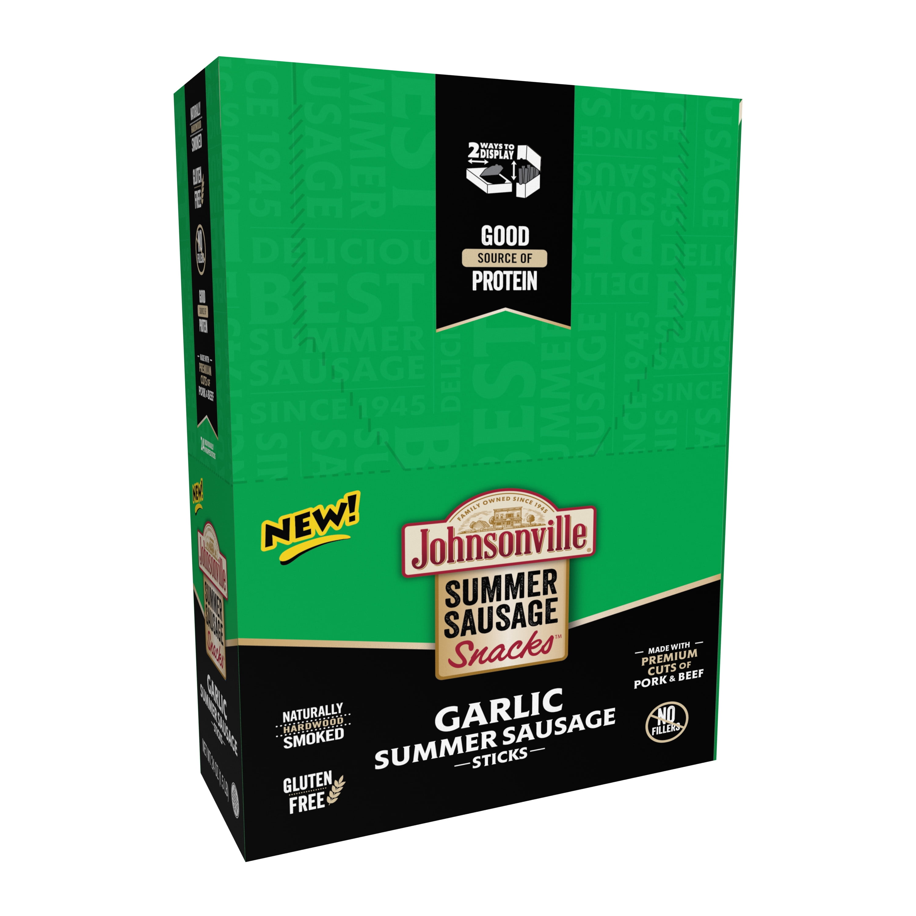 Johnsonville Garlic Summer Sausage 1oz Sticks, 24count
