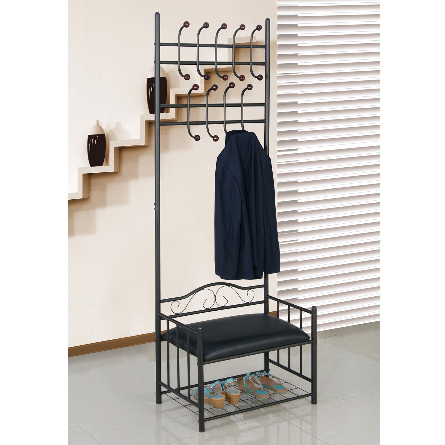 Home Source Modern Coat Rack w/Bench