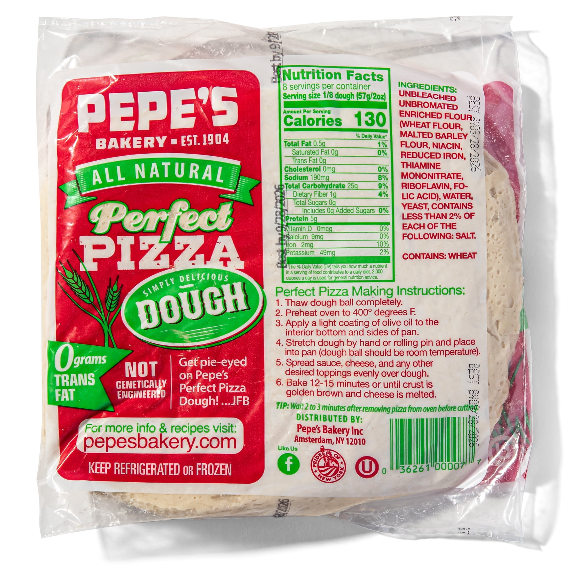 Pepe Frozen Pizza Dough, All Natural, 16 oz (Frozen)