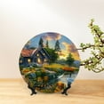 thumbnail image 6 of Kdxio Cozy Cottage Lakeside Sunset Bone China Decorative Plate Ceramic Decorative Plate for Home Office Wall Stand Decorative Plates for Home Bedroom-10in, 6 of 6