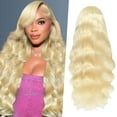 thumbnail image 4 of Lace Front Wig Human Hair 200 Density Blonde Wig Human Hair 613 Body Blonde Lace Front Wigs Human Hair Pre Plucked 613 Lace Frontal Wigs - Women'S Middle-Parted Big Long Curly Wig, Wig, Back To, 4 of 8