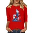 thumbnail image 3 of Jsaierl Women's 3/4 Sleeve Tops Summer Crew Neck Shirts Cute Graphic Petite Blouses Going Out Loose Fit Tunic Top S-2XL, 3 of 5