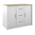 thumbnail image 3 of Twin Star Home 48" Traditional Kitchen Island with Butcher Block Top, Brilliant White, 3 of 11