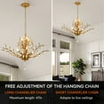 thumbnail image 3 of Gold Crystal Chandelier, Farmhouse 7-Light Large Branch Pendant Light, 2-Tier Vintage Flower Ceiling Hanging Chandelier for Dining Room, Living Room, Kitchen, Hallway, 3 of 10