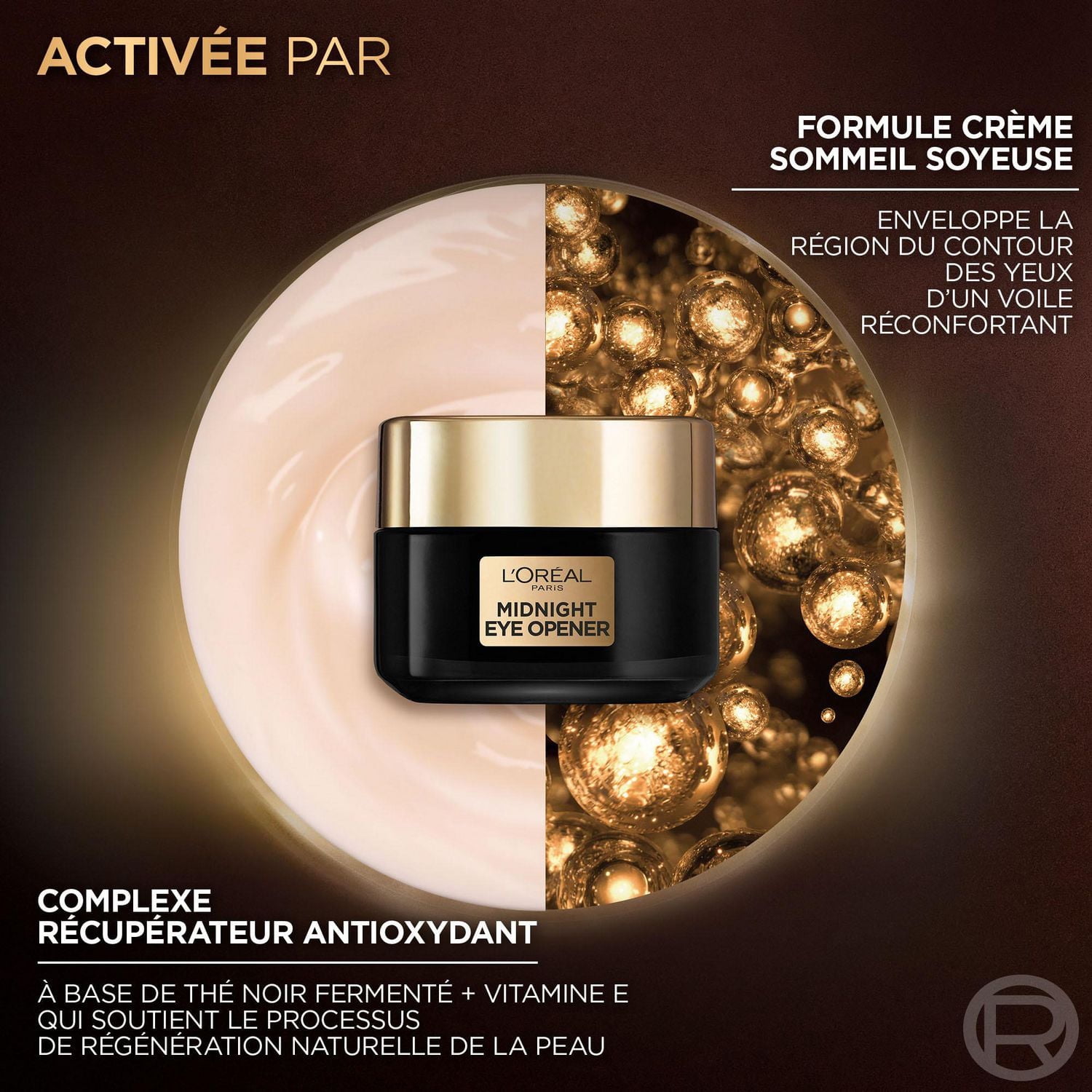 L'Oréal Paris Midnight Eye Opener crème pour les yeux, avec complexe réparateur antioxydant et vitamine E, 14g Midnight crème de yeux, 14g