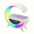 thumbnail image 1 of Lampe de Chevet à DEL avec Fonction de Chargement, Lumière d'Ambiance, Chargeur Sans Fil 15 W, Lampe de Bureau à DEL avec Haut-Parleur Bluetooth, Veilleuse à Intensité Réglable, Réveil Lumineux pour Chambre, Décoration Intérieure, 1 of 10