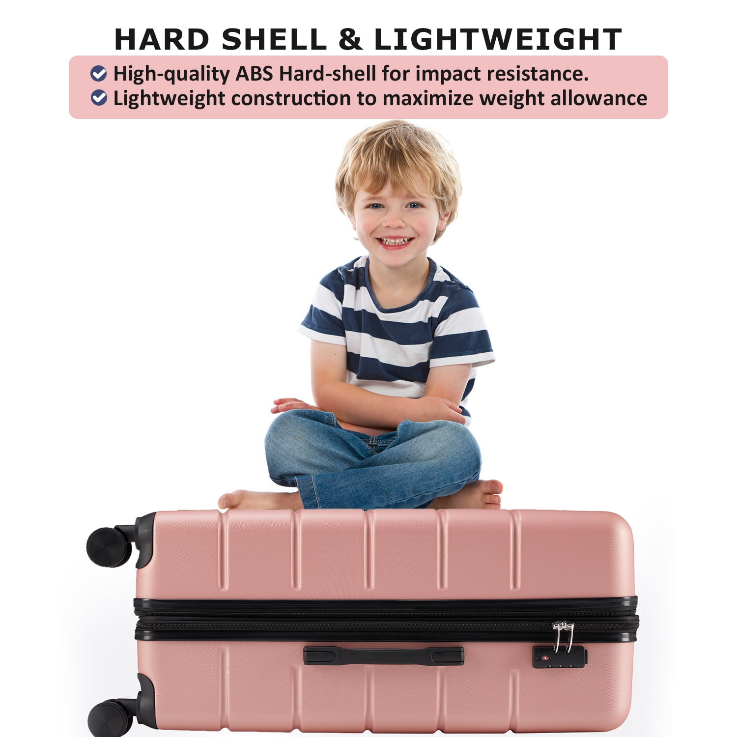 Beddle 20" Hardshell Carry on Luggage, Lightweight Expandable ABS Suitcase with Spinner Wheels & TSA Lock,Pink