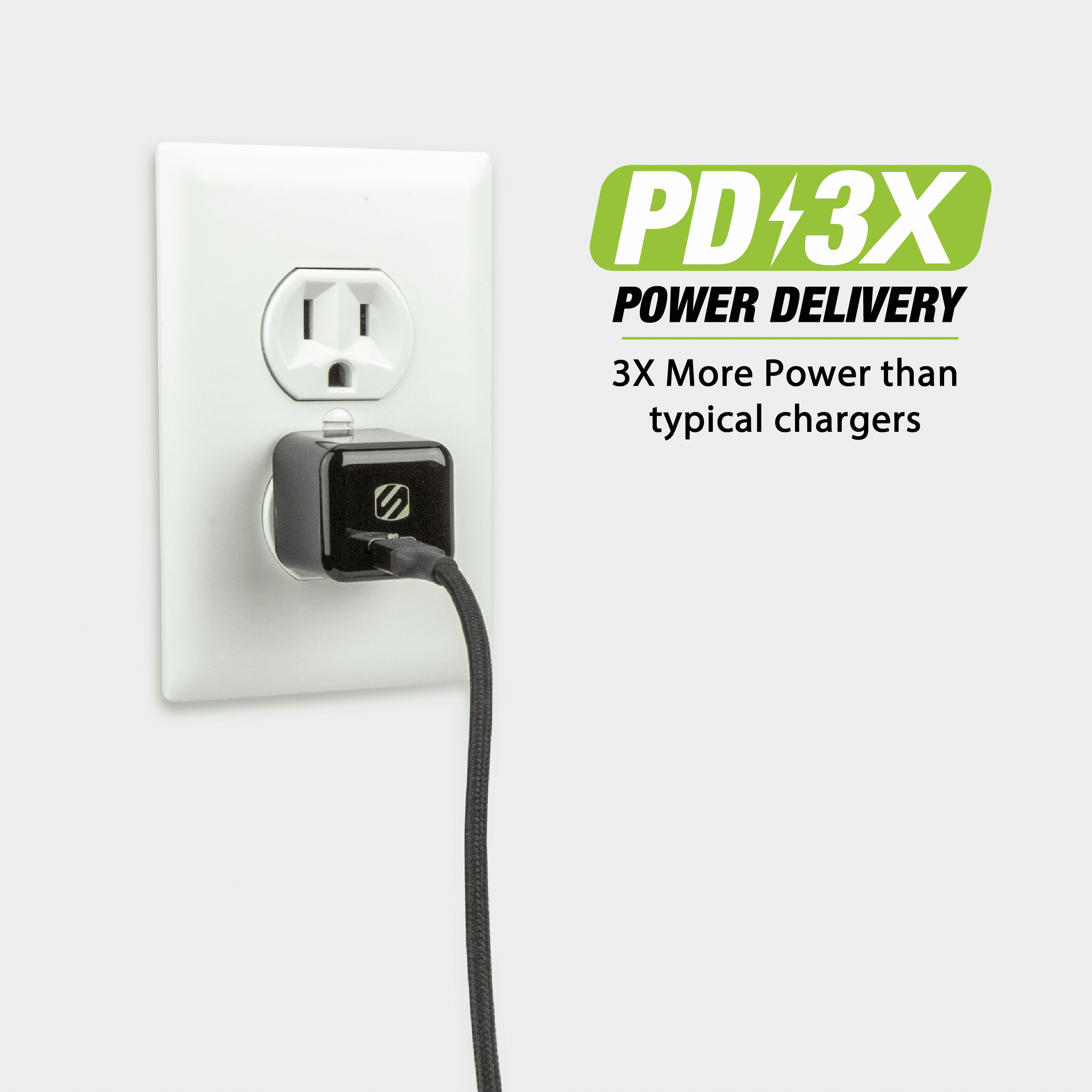 Scosche HPDC8M-SP PowerVolt 18W Mini Cube USB-C Fast Charger - Black