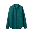 thumbnail image 6 of Women's Corduroy Shirt Jacket Long Sleeve Solid Lapel Collar Button Down Lounge Cardigan Coat with Pocket Sky Blue XL, 6 of 9