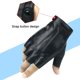 thumbnail image 3 of Blanco1 par Pu cuero medio dedo guantes hombres mujeres montar deportes al aire libre senderismo Yoga, 3 of 5