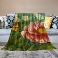thumbnail image 2 of Fenyluxe Flower and Butterflies Green Background Print Throw Blanket for Bed Couch Car - Soft Plush Blanket for Kids and Adults - All Seasons Gift Blanket 50x60in, 2 of 6