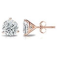 thumbnail image 2 of 14k Rose Gold Round Lab Grown Diamond Stud Earrings (1/4 cttw, E-F, VS1-VS2) 3-Prong Martini, Push-backs by Diamond Wish, 2 of 3