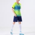 thumbnail image 4 of Haitryli Kids Boys Football Jersey Training Outfits Gradient Print T Shirt with Athletic Shorts Set Fluorescent_Green 3XS, 4 of 7