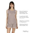 thumbnail image 3 of MeMoi Women's Contrast Ruffle Trim Modal Top and Shorts Set - Womens - Female, XS, Taupe Heather, 3 of 7