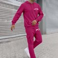 thumbnail image 5 of Men's City Letter Print Hoodie Set Oversized Multiple Fashion Styles Sweatsuits Comfort Soft Hoodies & Sweatpants Set (Hot Pink, XXL), 5 of 8