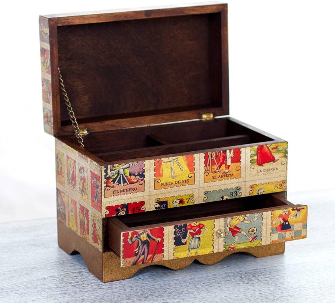 NOVICA Day of The Dead Wood Jewelry Box, Multicolor, Day of The 