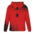 thumbnail image 4 of Sudadera Honeeladyy para hombre, con capucha, estampado de araña negra y telarañas, cuello redondo, manga larga, holgada, color rojo., 4 of 4